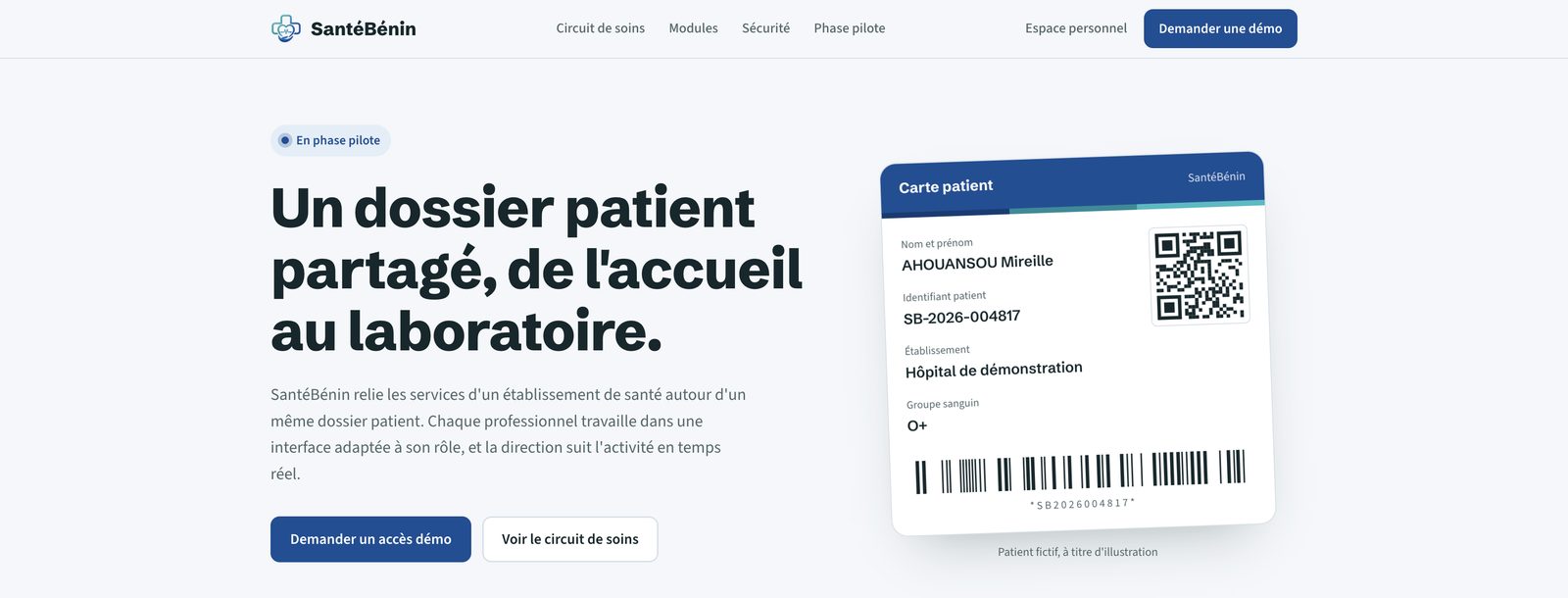Page d'accueil du site SantéBénin